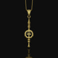 Load image into Gallery viewer, Silver Ankh Key Spear Charm Necklace - Elegant Ancient Egyptian Style, Spiritual Life Symbol, Warrior Inspired Jewelry Gold Finish