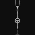 Load image into Gallery viewer, Silver Ankh Key Spear Charm Necklace - Elegant Ancient Egyptian Style, Spiritual Life Symbol, Warrior Inspired Jewelry Polished Matte