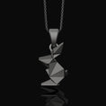 Load image into Gallery viewer, Origami Rabbit Charm Necklace - Elegant Silver Pendant, Chic Folded Bunny Design, Perfect Artistic Gift for Her Oxidized Finish