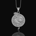 Load image into Gallery viewer, Yin Yang Dragon Necklace - Chinese Serpent Mythical Creature, Embroidered Patch Design, Elegant Yin Yang Symbol Jewelry