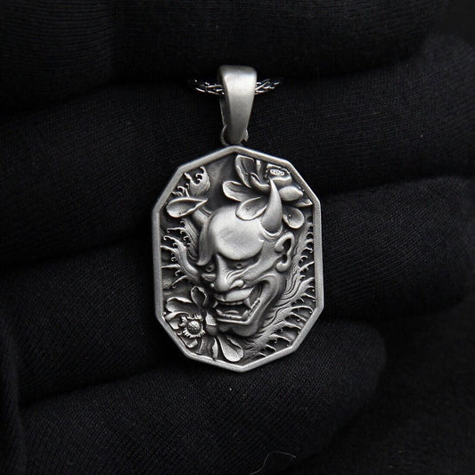 Hannya Necklace, Necklace For Men, Hannya Pendant, Demon, Hannya, Samurai Mask Pendant, Oni Necklace, Japanese Mythology