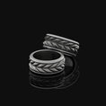 Load image into Gallery viewer, Silver Rotating Tire Pattern Band Ring - Auto-Inspired Wheel Design, Mechanic Style, Unique Car Lover's Jewelry