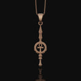 Load image into Gallery viewer, Silver Ankh Key Spear Charm Necklace - Elegant Ancient Egyptian Style, Spiritual Life Symbol, Warrior Inspired Jewelry Rose Gold Matte