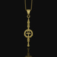 Load image into Gallery viewer, Silver Ankh Key Spear Charm Necklace - Elegant Ancient Egyptian Style, Spiritual Life Symbol, Warrior Inspired Jewelry Gold Matte