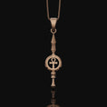 Load image into Gallery viewer, Silver Ankh Key Spear Charm Necklace - Elegant Ancient Egyptian Style, Spiritual Life Symbol, Warrior Inspired Jewelry Rose Gold Finish