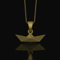 Bild in Galerie-Betrachter laden, Origami Boat Pendant - Chic Geometrical Silver Necklace, Elegant Folded Boat Design, Perfect Gift for Origami Lovers