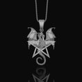 Load image into Gallery viewer, Pentagram Dragon Necklace - Wiccan Gothic Dragon Pendant, Starry Pentacle Charm, Mystical Dragon Jewelry, Enchanted Amulet