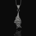 Load image into Gallery viewer, Silver Hanging Bat Necklace - Elegant Gothic Bat Pendant, Spooky Nocturnal Creature Charm, Vampire Inspired Dark Style Jewelry