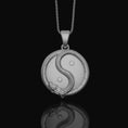 Load image into Gallery viewer, Silver Jade Dragon Yin Yang Pendant - Oriental Harmony Balance, Mystic Taoist Necklace, Spiritual Zen Dragon Eastern Jewelry