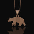 Load image into Gallery viewer, Silver Origami Bear Pendant Charm - Elegant Folded Bear Necklace, Unique Geometric Wildlife Jewelry, Artistic Nature Inspired
