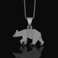 Load image into Gallery viewer, Silver Origami Bear Pendant Charm - Elegant Folded Bear Necklace, Unique Geometric Wildlife Jewelry, Artistic Nature Inspired