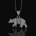 Load image into Gallery viewer, Silver Origami Bear Pendant Charm - Elegant Folded Bear Necklace, Unique Geometric Wildlife Jewelry, Artistic Nature Inspired