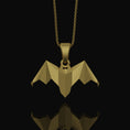 Load image into Gallery viewer, Silver Origami Bat Necklace - Unique Gothic Nocturnal Pendant, Elegant Folded Bat Charm, Perfect Dark Style Gift for Him
