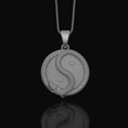 Load image into Gallery viewer, Silver Jade Dragon Yin Yang Pendant - Oriental Harmony Balance, Mystic Taoist Necklace, Spiritual Zen Dragon Eastern Jewelry