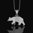 Load image into Gallery viewer, Silver Origami Bear Pendant Charm - Elegant Folded Bear Necklace, Unique Geometric Wildlife Jewelry, Artistic Nature Inspired