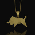 Load image into Gallery viewer, Origami Bull Pendant - Silver Cowboy Necklace, Elegant Folded Bullfighter Charm, Modern Western Rodeo Style Jewelry