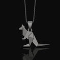 Load image into Gallery viewer, Silver Origami Kangaroo Necklace - Unique Australian Wildlife Pendant, Artistic Nature Inspired, Elegant Gift for Animal Lovers
