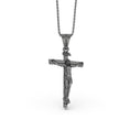Bild in Galerie-Betrachter laden, Silver INRI Crucifixion Necklace - Jesus on Cross Pendant, Christian Religious Jewelry, Faith Symbol