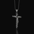 Bild in Galerie-Betrachter laden, Silver INRI Crucifixion Necklace - Jesus on Cross Pendant, Christian Religious Jewelry, Faith Symbol