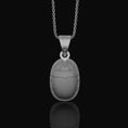 Bild in Galerie-Betrachter laden, Silver Scarab Pendant - Egyptian Scarab Medal Necklace, Ancient Symbol Jewelry, Mystical Beetle Gift