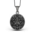 Bild in Galerie-Betrachter laden, Silver Eye of Providence Pendant - Masonic Medallion, Freemason Symbol Necklace, Illuminati Jewelry