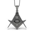 Bild in Galerie-Betrachter laden, Silver Master Mason Pendant - Freemason Symbol with Eye of Providence, Masonic Necklace, Esoteric Jewelry