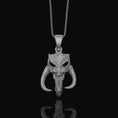Bild in Galerie-Betrachter laden, Silver Mythosaur Skull Necklace - Star Wars Mandalorian Pendant, Geek Culture Jewelry, Fan Gift, Sci-Fi Lover Jewelry