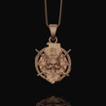Load image into Gallery viewer, Silver Dead Samurai Skull Necklace - Shogun Skull Pendant, Japanese Warrior Jewelry, Edgy Cultural Gift