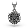 Load image into Gallery viewer, Silver Dead Samurai Skull Necklace - Shogun Skull Pendant, Japanese Warrior Jewelry, Edgy Cultural Gift