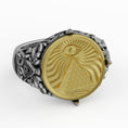 Bild in Galerie-Betrachter laden, Silver Masonic Ring - Eye of Providence, New World Order Symbol, Two-Tone Freemason Jewelry, Mason Gifts, Classy Ring