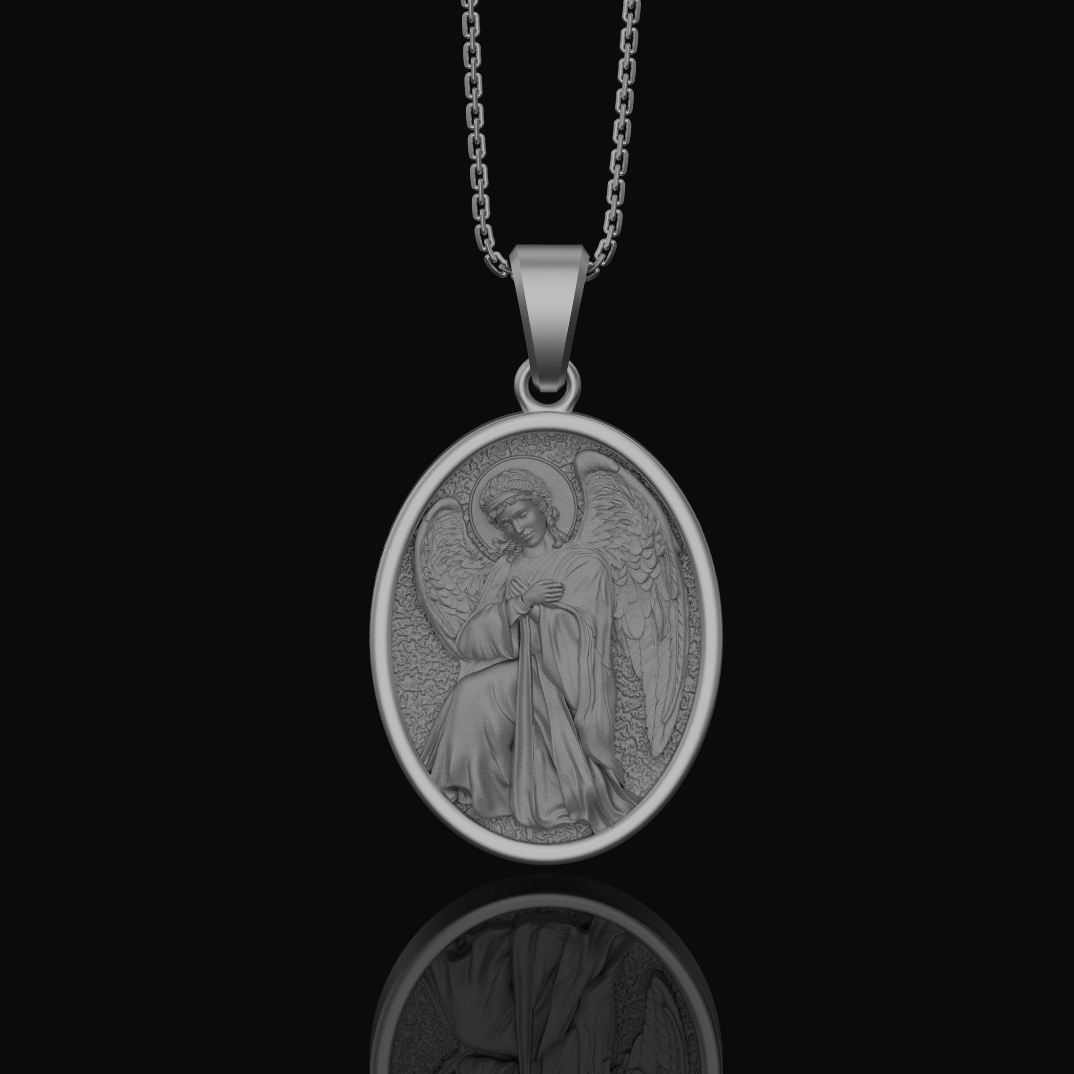 Silver Archangel Gabriel Pendant - Guardian Angel Gabriel Necklace, Christian Spiritual Jewelry Gift, Protection Gift, Personalized
