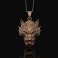Load image into Gallery viewer, Silver Chinese Dragon Head Pendant - Mythical Dragon Charm Necklace, Oriental Symbol Jewelry Gift