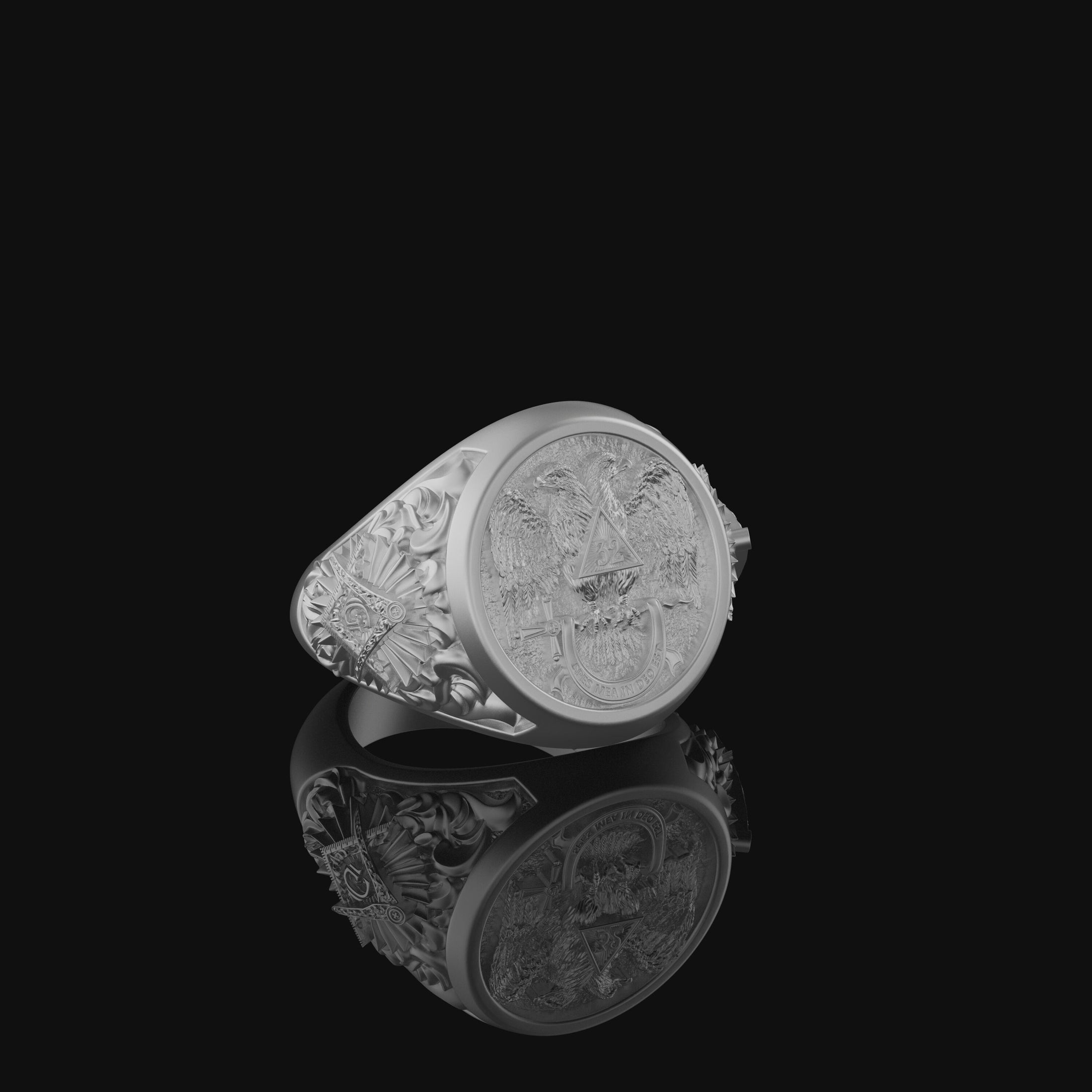 Silver Masonic Ring - 'Spes Mea in Deo Est,' Freemason Jewelry, Religious Masonic Band, Spiritual Gift