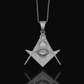 Bild in Galerie-Betrachter laden, Silver Master Mason Pendant - Freemason Symbol with Eye of Providence, Masonic Necklace, Esoteric Jewelry