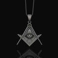 Bild in Galerie-Betrachter laden, Silver Master Mason Pendant - Freemason Symbol with Eye of Providence, Masonic Necklace, Esoteric Jewelry