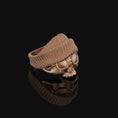 Bild in Galerie-Betrachter laden, Silver Goggled Skull Ring with Beanie - Biker Skull Jewelry, Punk Gothic Ring, Unique Motorcycle Enthusiast Gift