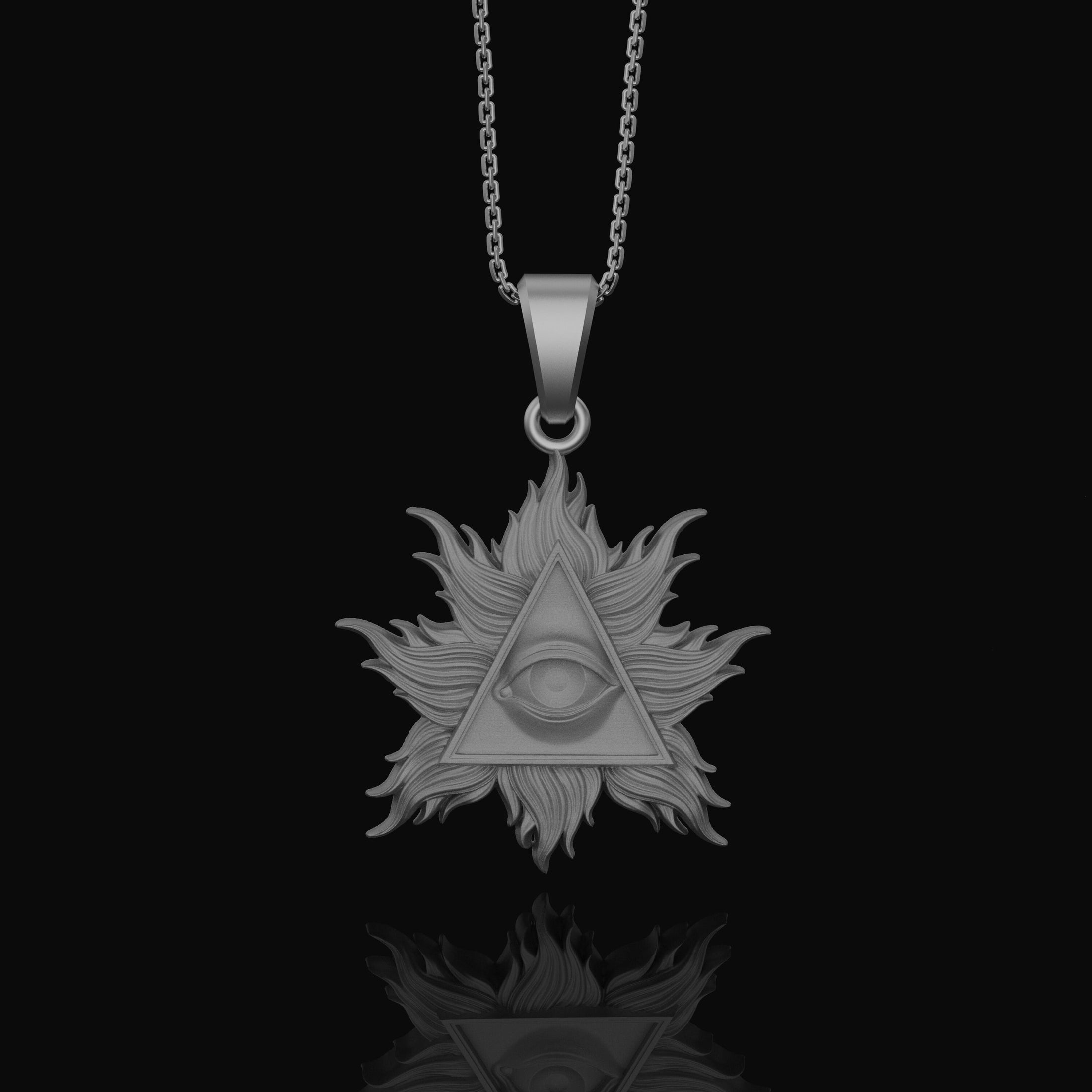 Silver Eye of Providence Charm - Two-Style Pyramid Pendant, Masonic Illuminati Jewelry, Mystical Gift