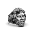 Load image into Gallery viewer, Silver Jesus Ring with Crown of Thorns - Christian Jewelry, Religious Men's Ring, Faith Symbol, Spiritual Gift