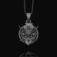 Load image into Gallery viewer, Silver Dead Samurai Skull Necklace - Shogun Skull Pendant, Japanese Warrior Jewelry, Edgy Cultural Gift