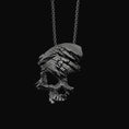 Bild in Galerie-Betrachter laden, Silver Cracked Skull Pendant - Gothic Skull Necklace, Edgy Punk Jewelry, Unique Halloween Accessory