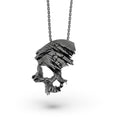 Bild in Galerie-Betrachter laden, Silver Cracked Skull Pendant - Gothic Skull Necklace, Edgy Punk Jewelry, Unique Halloween Accessory