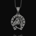 Load image into Gallery viewer, Silver Horseshoe Pendant - Lucky Charm Necklace, Good Luck Gift, Symbol of Fortune, Protective Jewelry