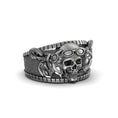 Load image into Gallery viewer, Silver Biker Ring - Skull Jewelry for Motorcycle Lovers, Edgy Men's Ring, Unique Biker Gift