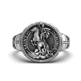 Load image into Gallery viewer, Silver St. George and the Dragon Ring - Medieval Knight Jewelry, Christian Symbol, Unique Men's Ring, Heroic Gift