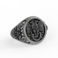 Load image into Gallery viewer, Silver Masonic Ring - 'Spes Mea in Deo Est,' Freemason Jewelry, Religious Masonic Band, Spiritual Gift