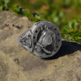 Load image into Gallery viewer, Silver Horse Ring with Lucky Horseshoe - Equestrian Jewelry, Symbol of Luck, Unique Gift for Horse Lovers