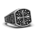 Load image into Gallery viewer, Silver Baroque Pattern Cross Ring - Christian Jewelry, Elegant Faith Symbol, Unique Religious Gift