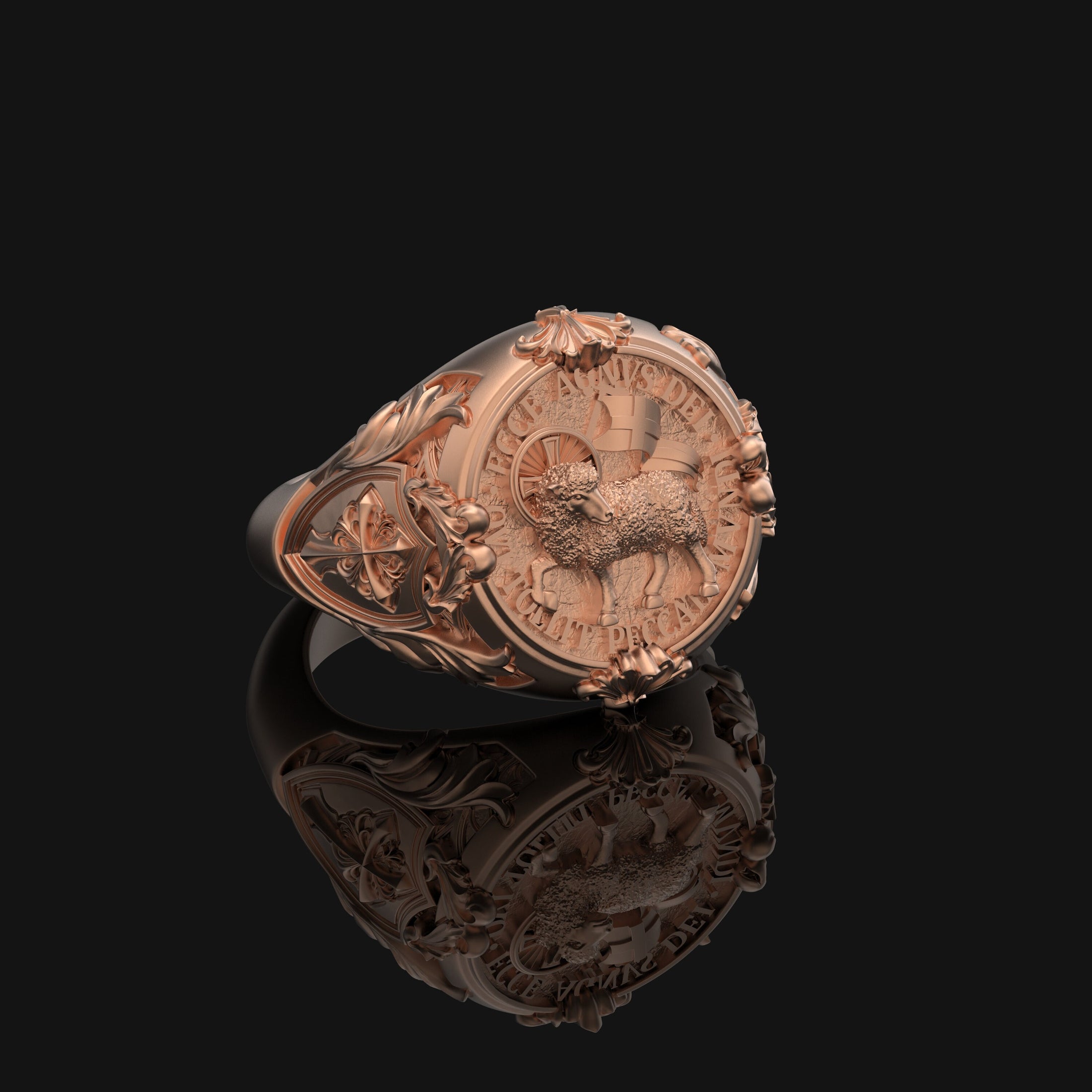 Silver 'Ecce Agnus Dei' Ring - Lamb of God Jewelry, Biblical Ring, Christian Faith Symbol, Religious Gift