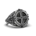 Load image into Gallery viewer, Silver Christian Cross Ring - Religious Gift, Crusader Jewelry, Faith Symbol, Men's Christian Ring