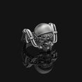 Load image into Gallery viewer, Silver Gothic Biker Skull Ring - Edgy Men's Jewelry, Unique Motorcycle Ring, Bold Biker Gift, Skull Symbol Ring